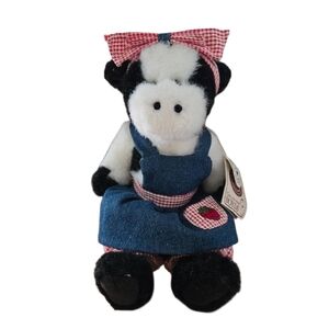 Boyd's Bear Cow With Denim Strawberry Dress